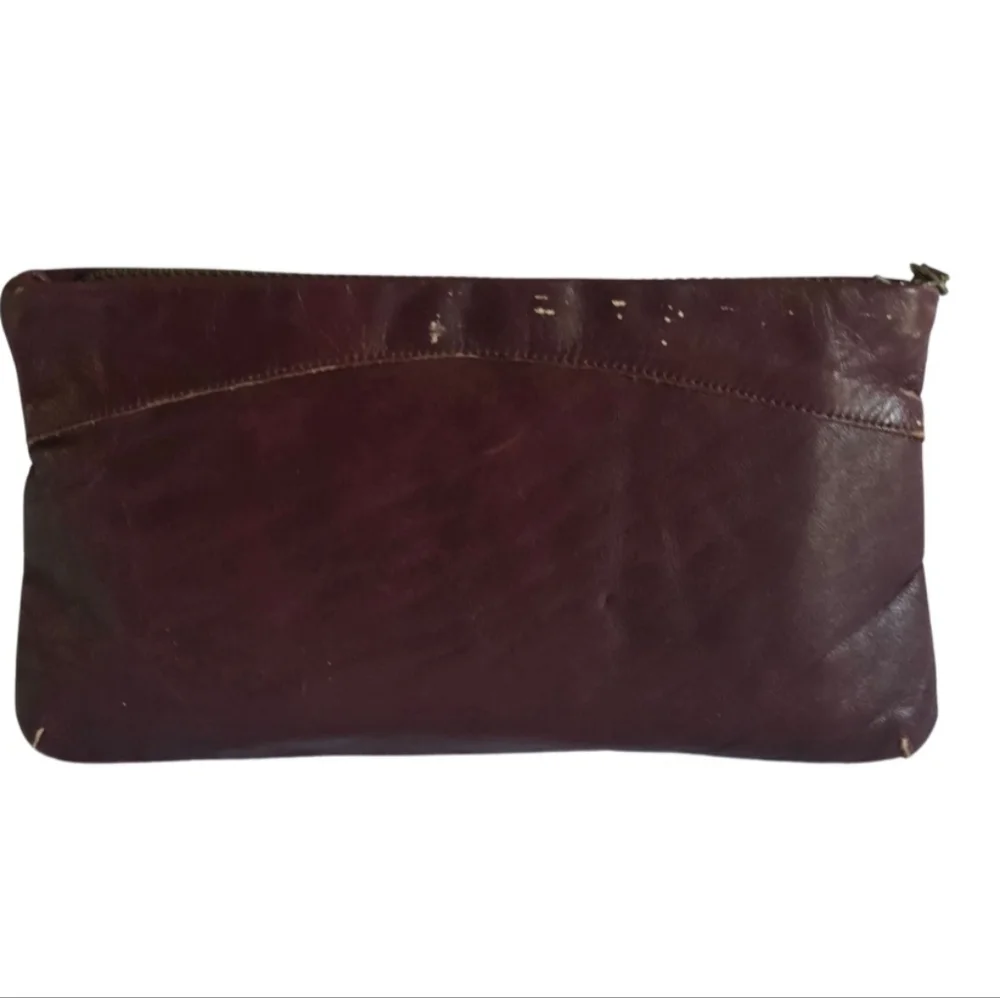Michael Of Boston VINTAGE Handbag Burgundy Leather Small Clutch Wristlet